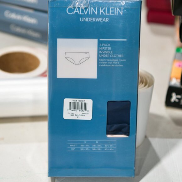 CALVIN KLEIN UNDERWEAR WOMEN HIPSTER INVISIBLE UNDER CLOTHES 4 PACK Size : M - Picture 2 of 5